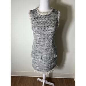 LeLe Black White Tweed Sleeveless Knee Length Dress Sz S